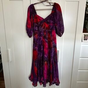 Anthropologie Hutch printed twist front dress with ruffled hem